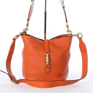 Gucci Jackie Orange Leather Bucket Bag